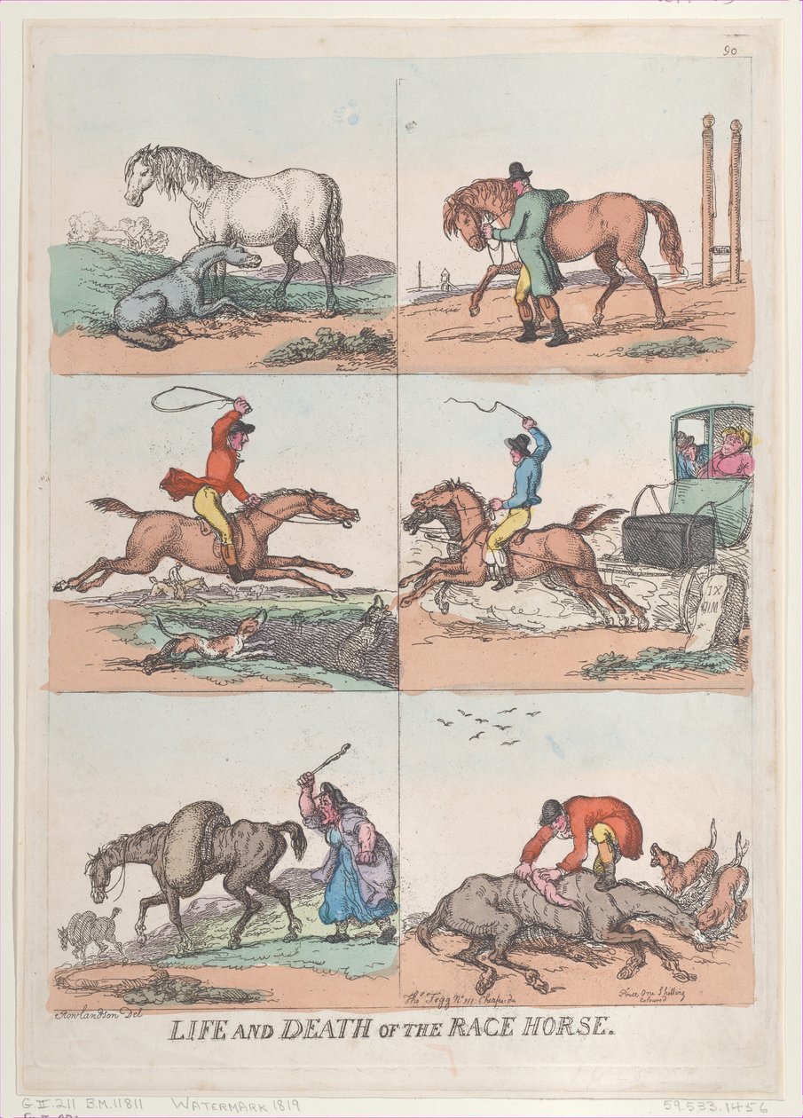 Yarış Atının Yaşamı ve Ölümü, [25 Eylül 1811], yeniden basım., [25 Eylül 1811], yeniden basım. by Thomas Rowlandson