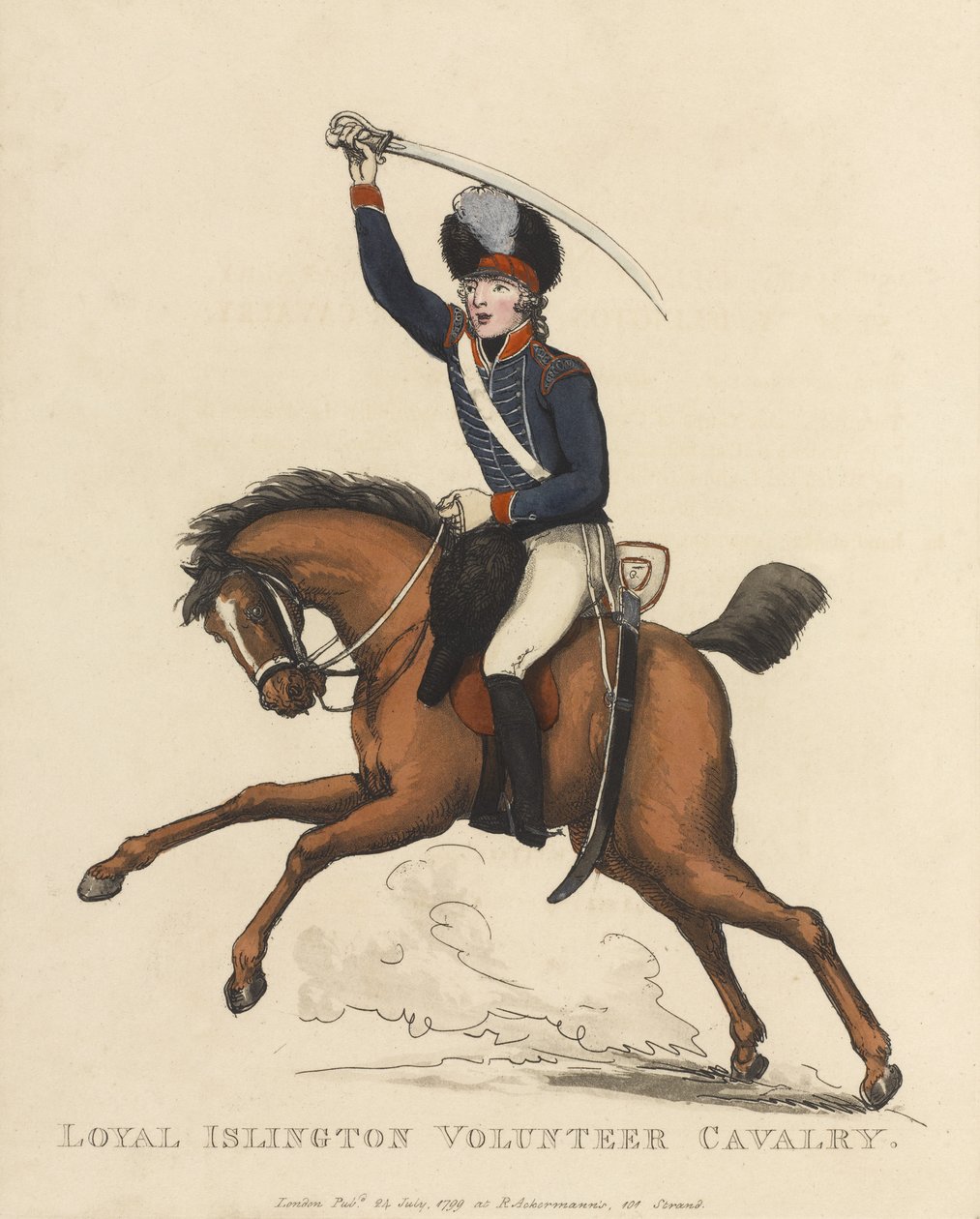 Sadık Islington Gönüllü Süvarileri, c.1799 (renkli aquatint) by Thomas Rowlandson