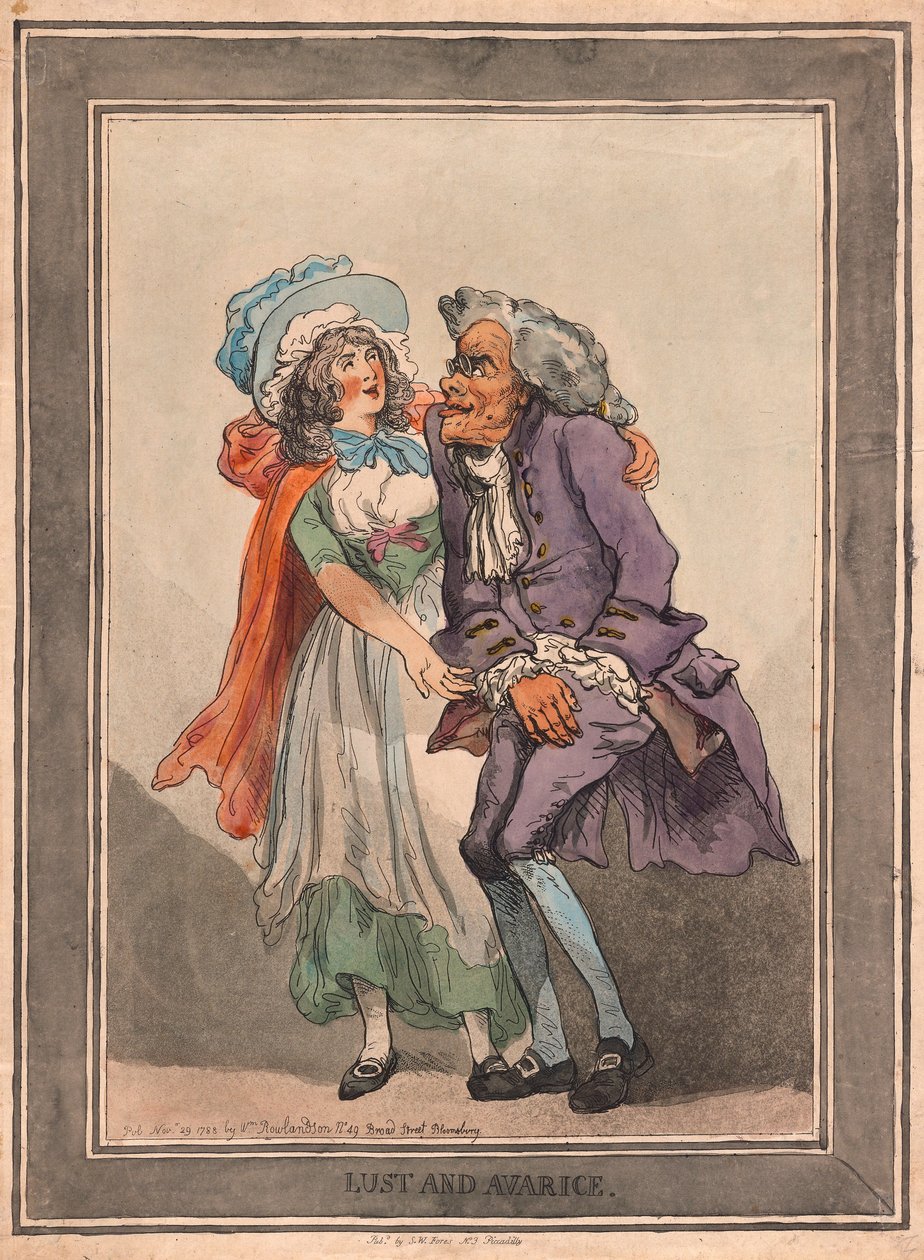 Şehvet ve Hırs, pub. 1788 (el renkli gravür) by Thomas Rowlandson