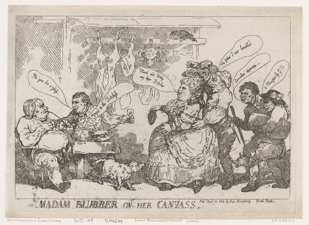 Madam Blubber Tuvallerinde, 22 Nisan 1784., 22 Nisan 1784. by Thomas Rowlandson