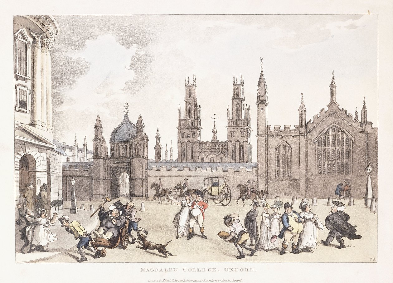 Magdalen Koleji, Oxford, 1809-1811 by Thomas Rowlandson