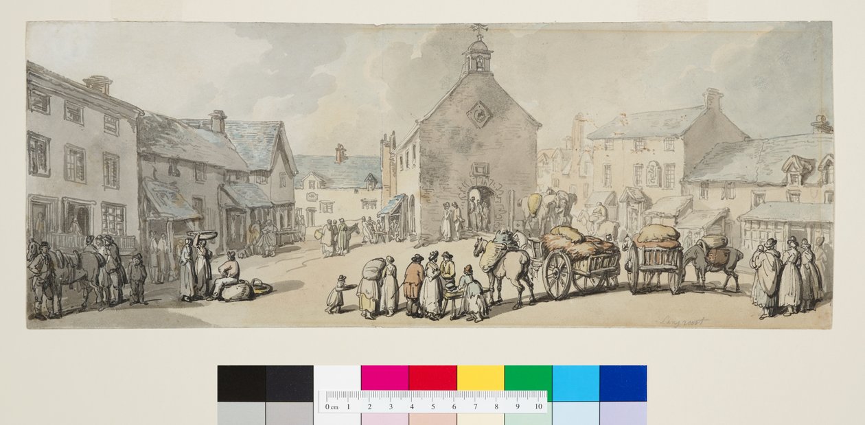 Market Place, Llanrwst, c.1797 (kalem ve siyah mürekkep ve kağıt üzerine suluboya) by Thomas Rowlandson