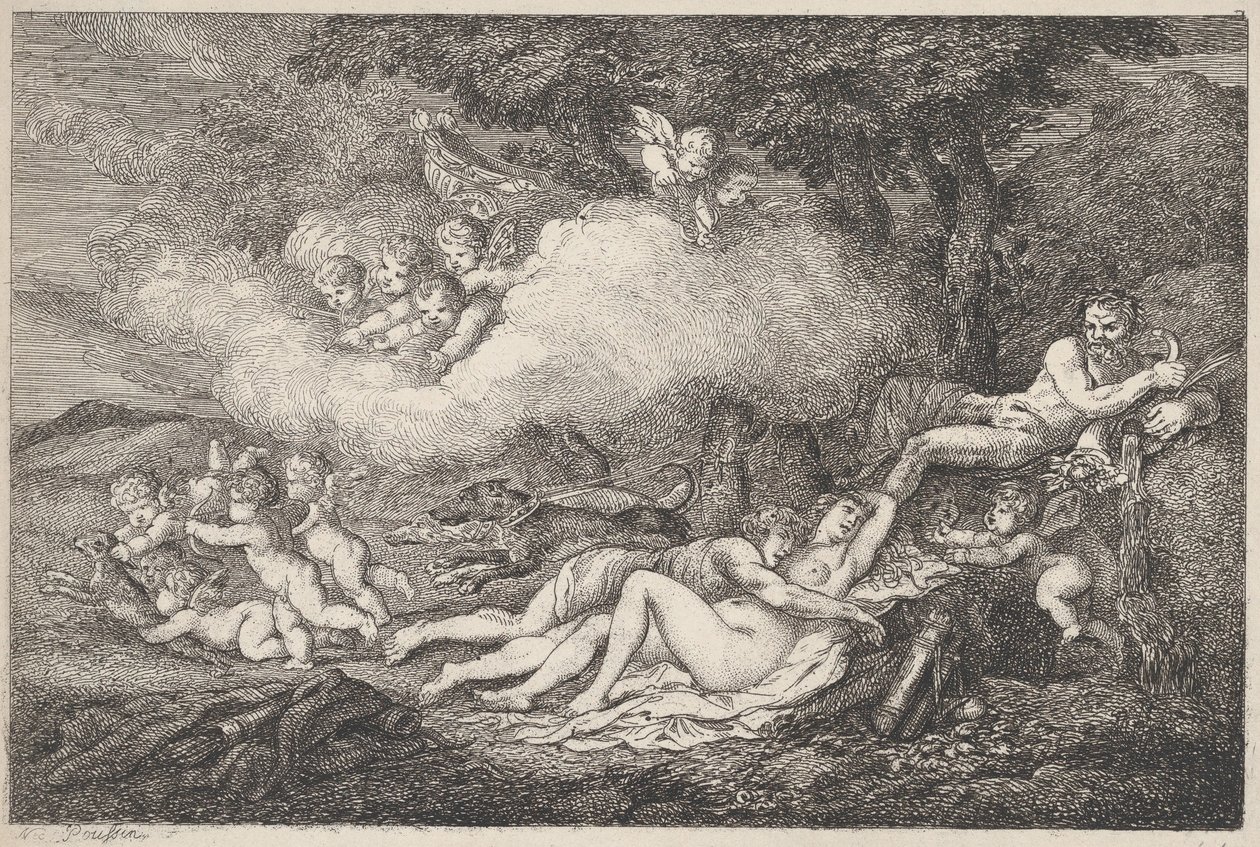 Putti ile Mars ve Uyuyan Venüs, 1799., 1799. by Thomas Rowlandson