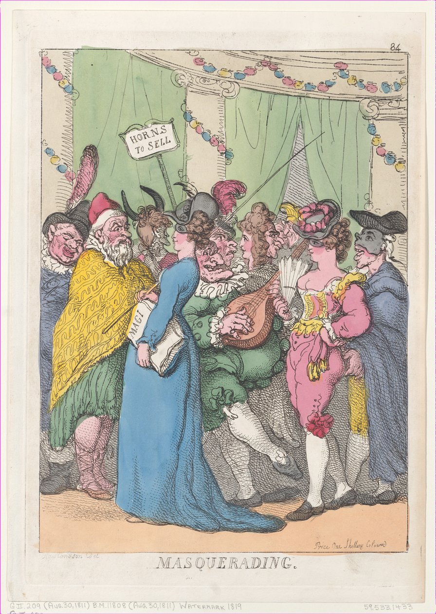 Masquerading, [30 Ağustos 1811], yeniden basıldı., [30 Ağustos 1811], yeniden basıldı. by Thomas Rowlandson