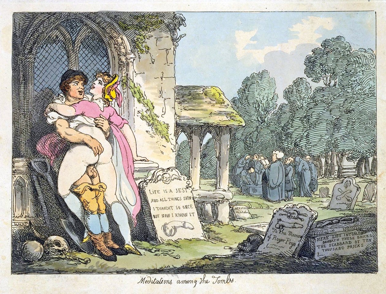 Mezarlar Arasında Meditasyonlar (renkli taş) by Thomas Rowlandson