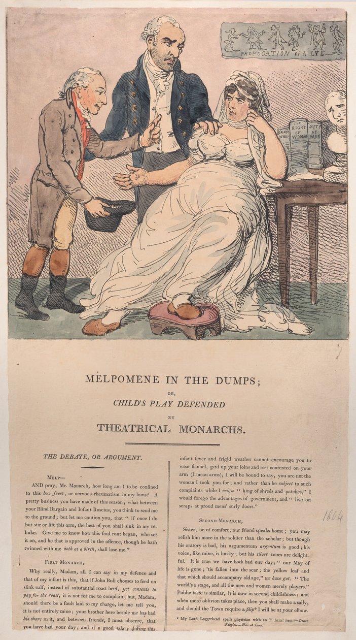 Çöplüklerdeki Melpomene veya Teatral Hükümdarlar Tarafından Savunan Çocuk Oyunu, 1804., 1804. by Thomas Rowlandson