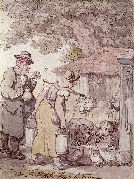 Molly Moggs ve Papaz (kalem ve mürekkep, sulu boya) by Thomas Rowlandson