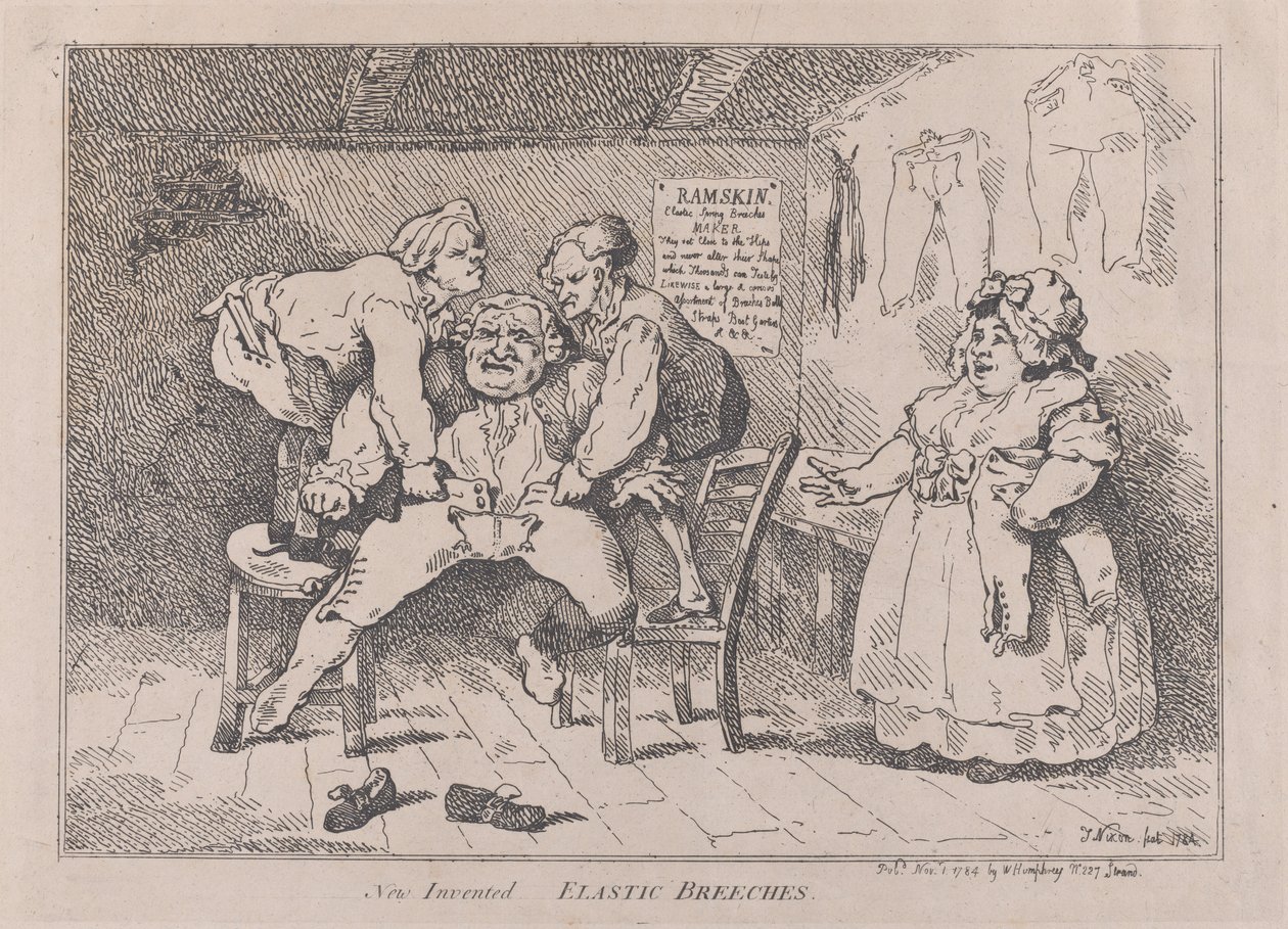Yeni İcat Edilen Elastik Pantolon, 1 Kasım 1784., 1 Kasım 1784. by Thomas Rowlandson