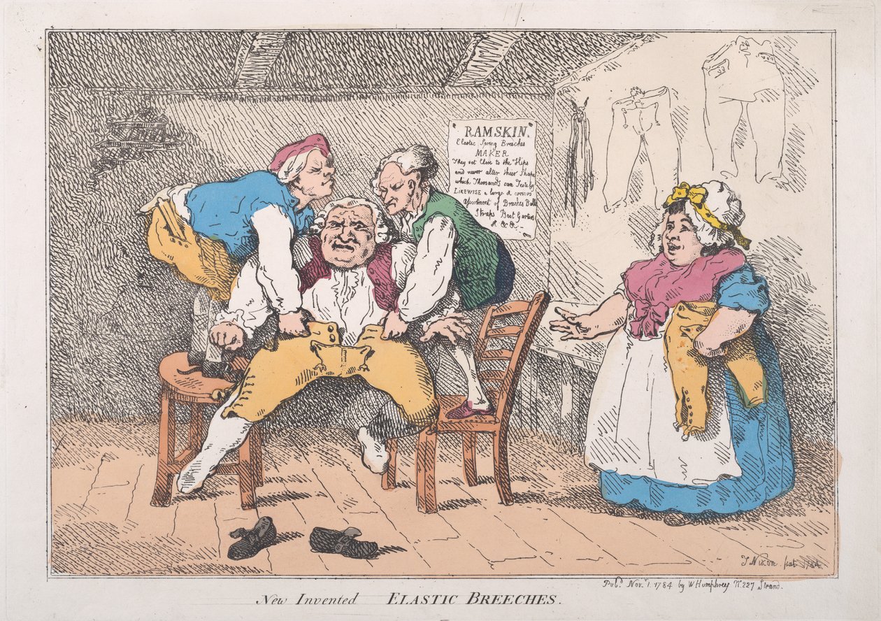 Yeni İcat Edilen Elastik Pantolon, 1 Kasım 1784., 1 Kasım 1784. by Thomas Rowlandson