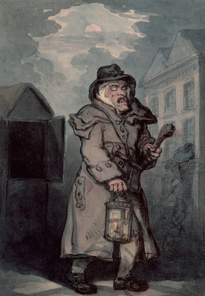Gece bekçisi, 18. yüzyılın sonlarında by Thomas Rowlandson
