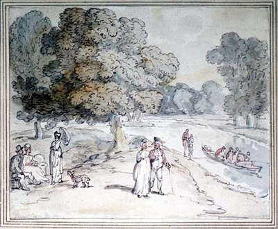 Thames Üzerine (kalem ve mürekkep, sulu boya) by Thomas Rowlandson