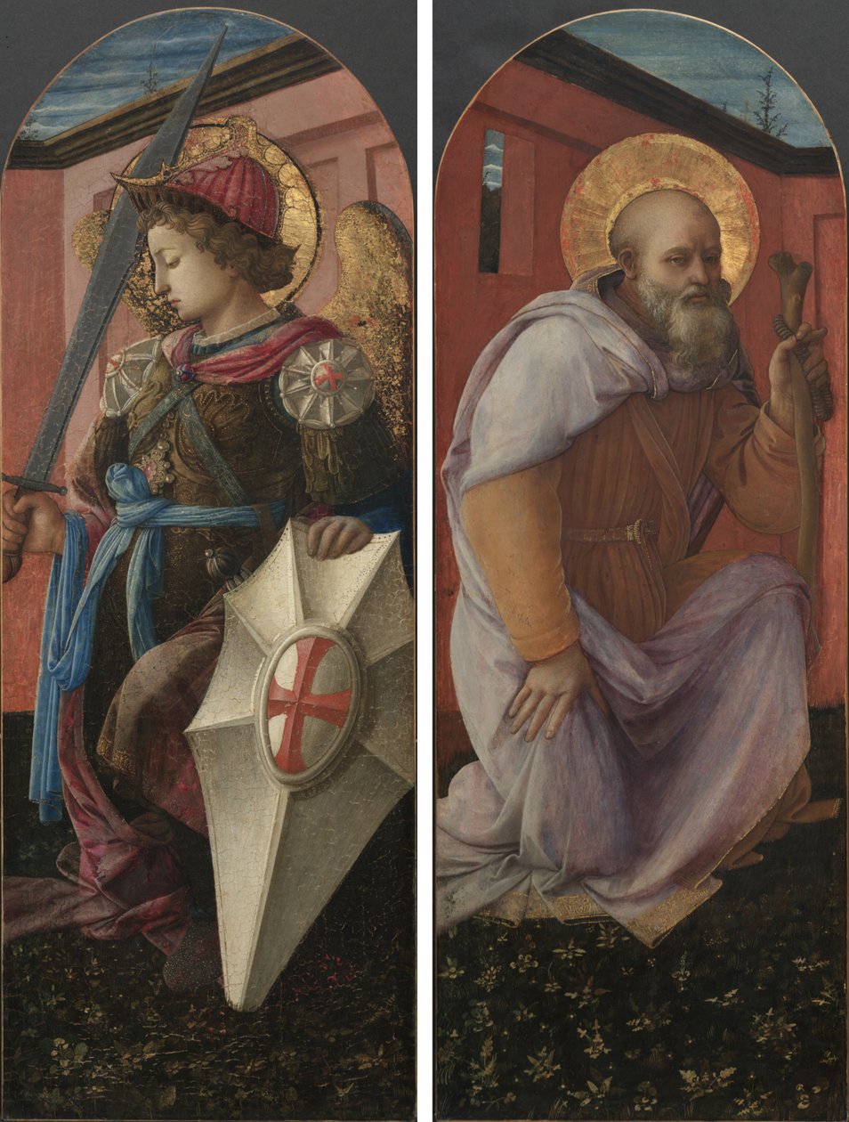 Üç Parçadan Bir Çift Panel: Başmelek Mikail ve Aziz Anthony Abbot by Thomas Rowlandson