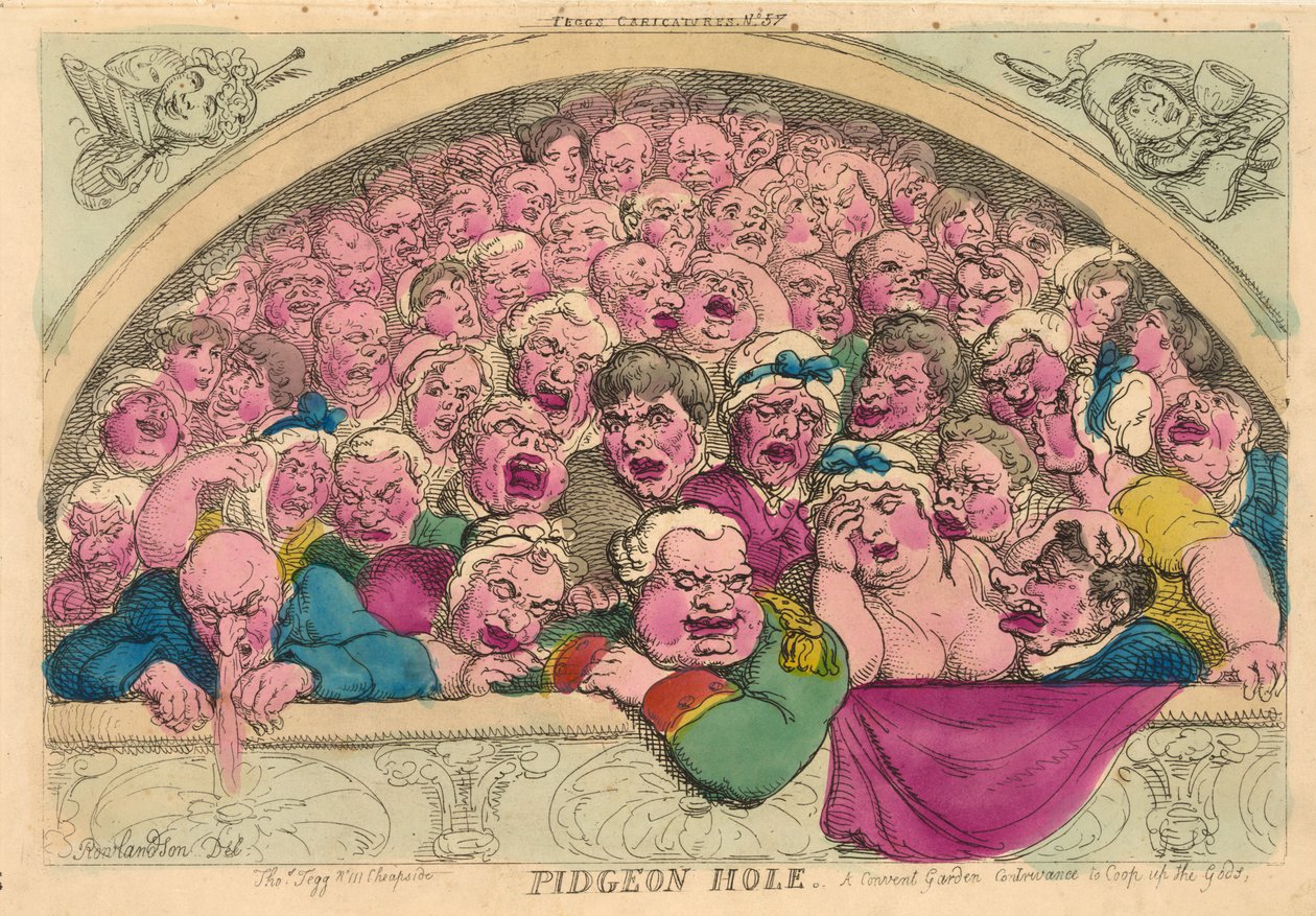 Güvercin Deliği, Tanrılarla başa çıkmak için bir Manastır Bahçesi buluşu, 1811 (el boyaması gravür) by Thomas Rowlandson