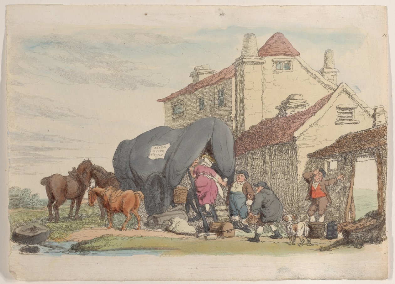 Levha 26: Bir Uçan Vagon, Dünyadan Minyatür, 1816., 1816. by Thomas Rowlandson