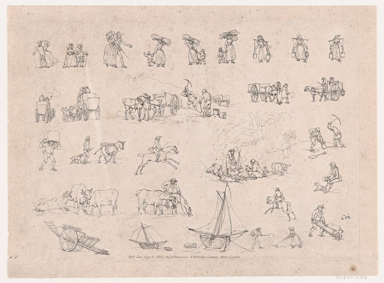 Plaka 2, Figürlerin, Manzaraların ve Sığırların Ana Hatları... Öğrenicilerin Kullanımı İçin, Haziran..., 1 Haziran 1790. by Thomas Rowlandson