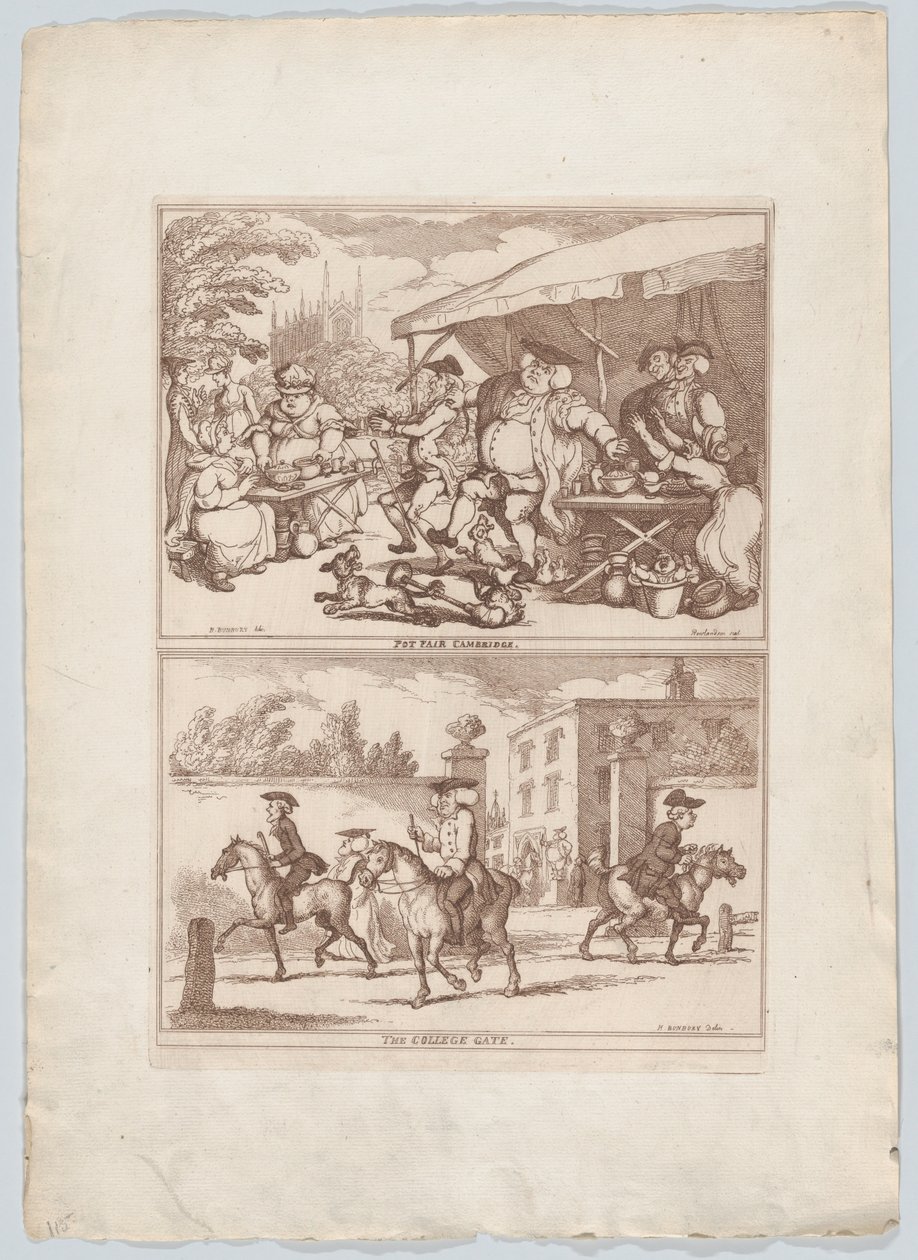 Pot Fair Cambridge ve The College Gate, 1780-90., 1780-90. by Thomas Rowlandson
