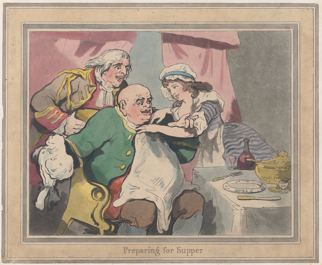 22 Ekim 1789, 22 Ekim 1789, Akşam Yemeğine Hazırlık. by Thomas Rowlandson