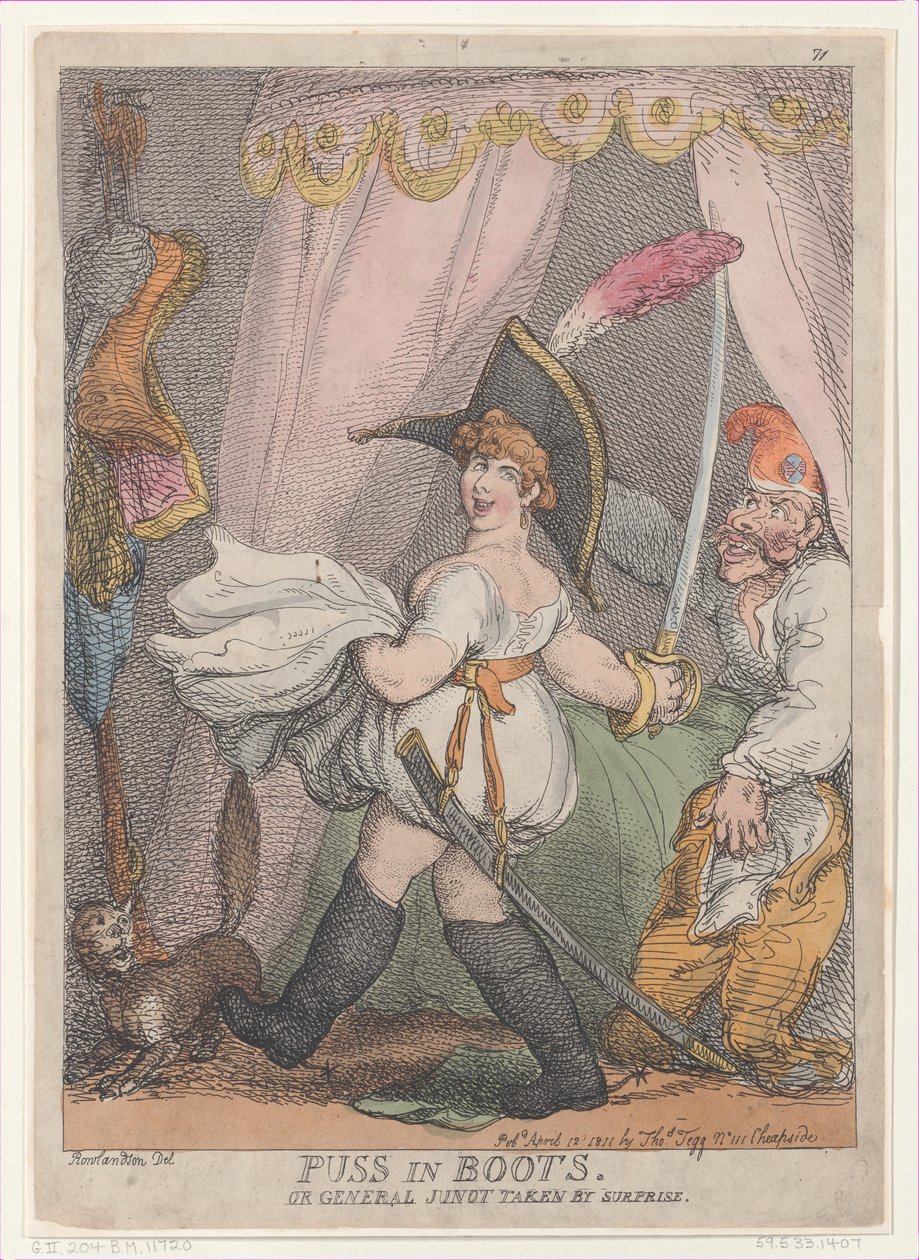 Sürpriz Tarafından Alınan Çizmeli Kedi veya General Junot, 12 Nisan 1811., 12 Nisan 1811. by Thomas Rowlandson