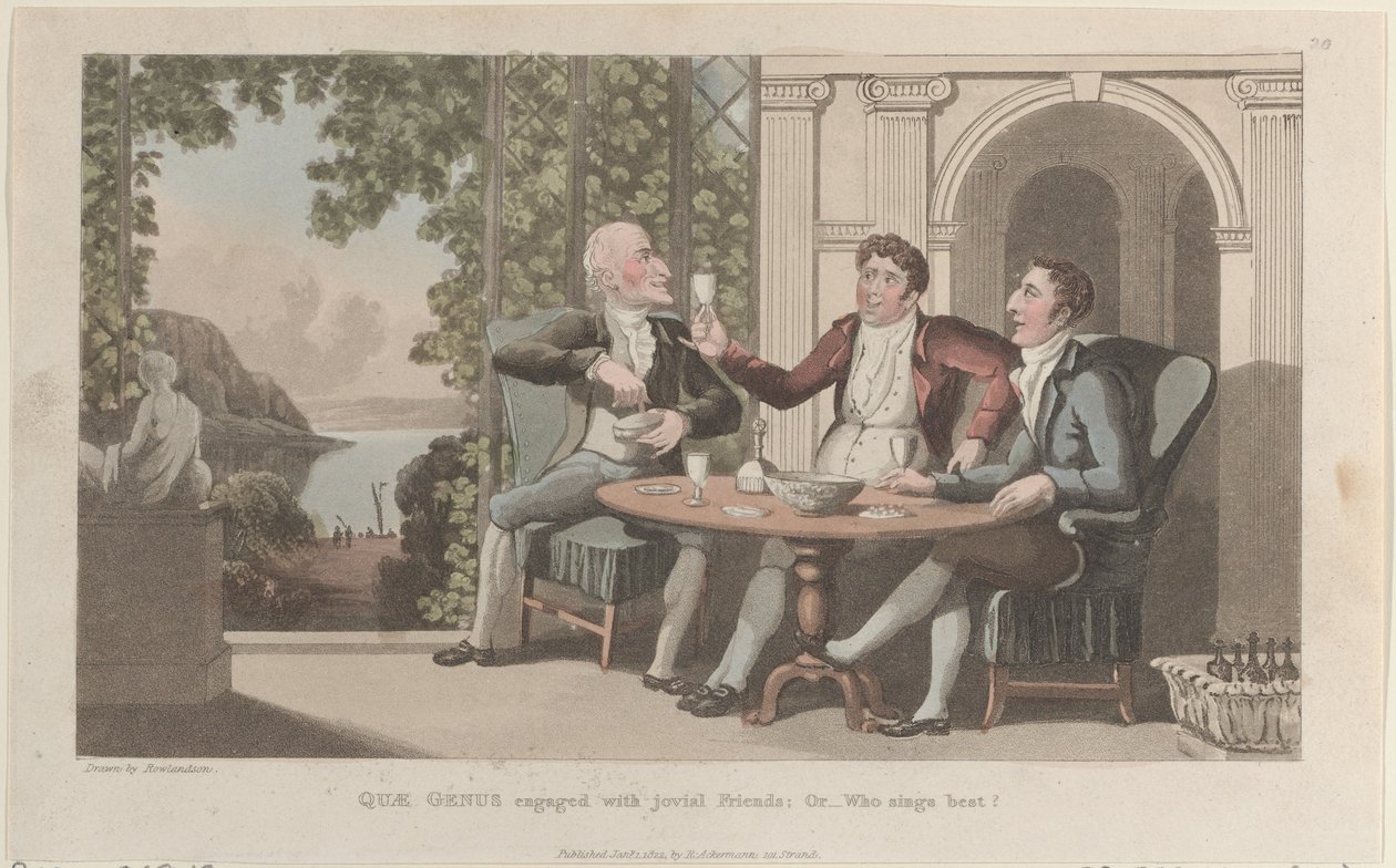 Quae Genus, The History o..., 1 Ocak 1822'den Neşeli Arkadaşlarla Nişanlandı, Or-Whos Best Sings. by Thomas Rowlandson