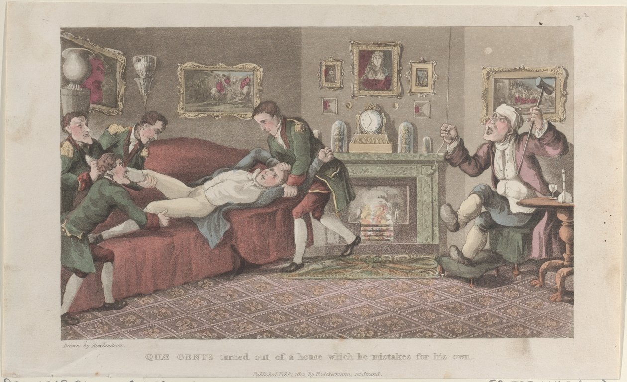 Quae Cinsi Kendi zannettiği Bir Evden Çıktı, Tarihten..., 1 Şubat 1822. by Thomas Rowlandson
