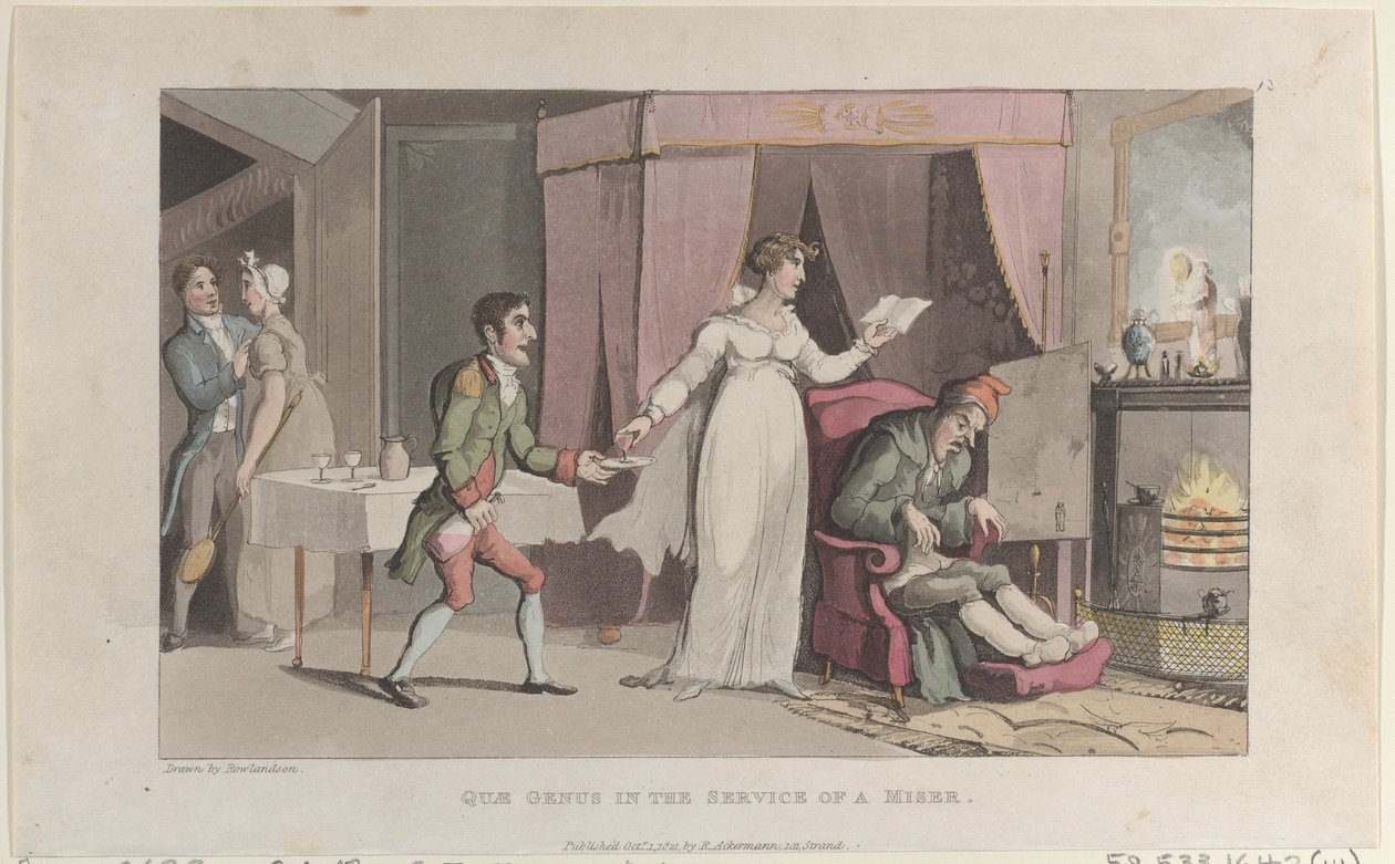 Bir Cimrinin Hizmetinde Quae Cinsi, Johnny Quae Cinsinin Tarihinden, T..., 1 Ekim 1821. by Thomas Rowlandson