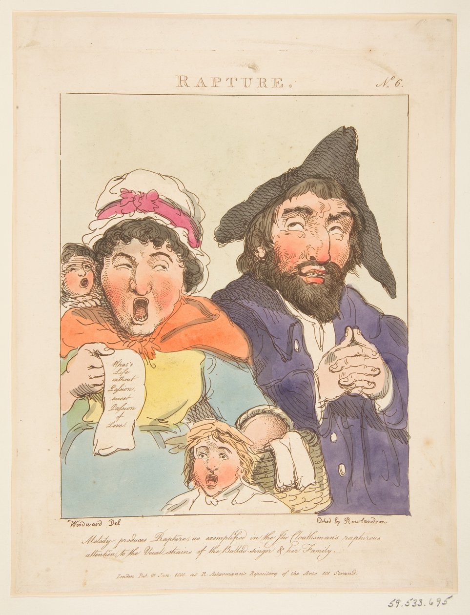 Rapture Le Brun Travested veya Tutkuların Karikatürleri, 21 Ocak 1800. by Thomas Rowlandson