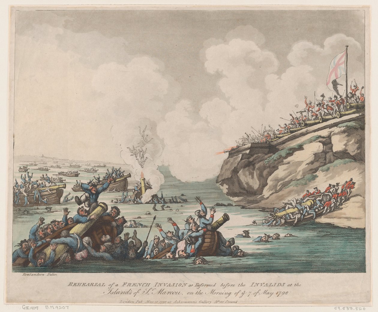 Adalarda Geçersizlerden Önce Gerçekleştirilen Bir Fransız İstilasının Provası, 18 Mayıs 1798. by Thomas Rowlandson