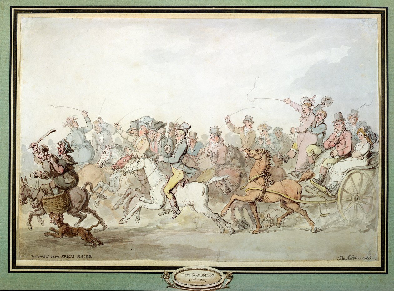 Epsom Yarışlarından Dönüş, 1823 (kağıt üzerinde kalem, wc ve kurşun kalem) by Thomas Rowlandson