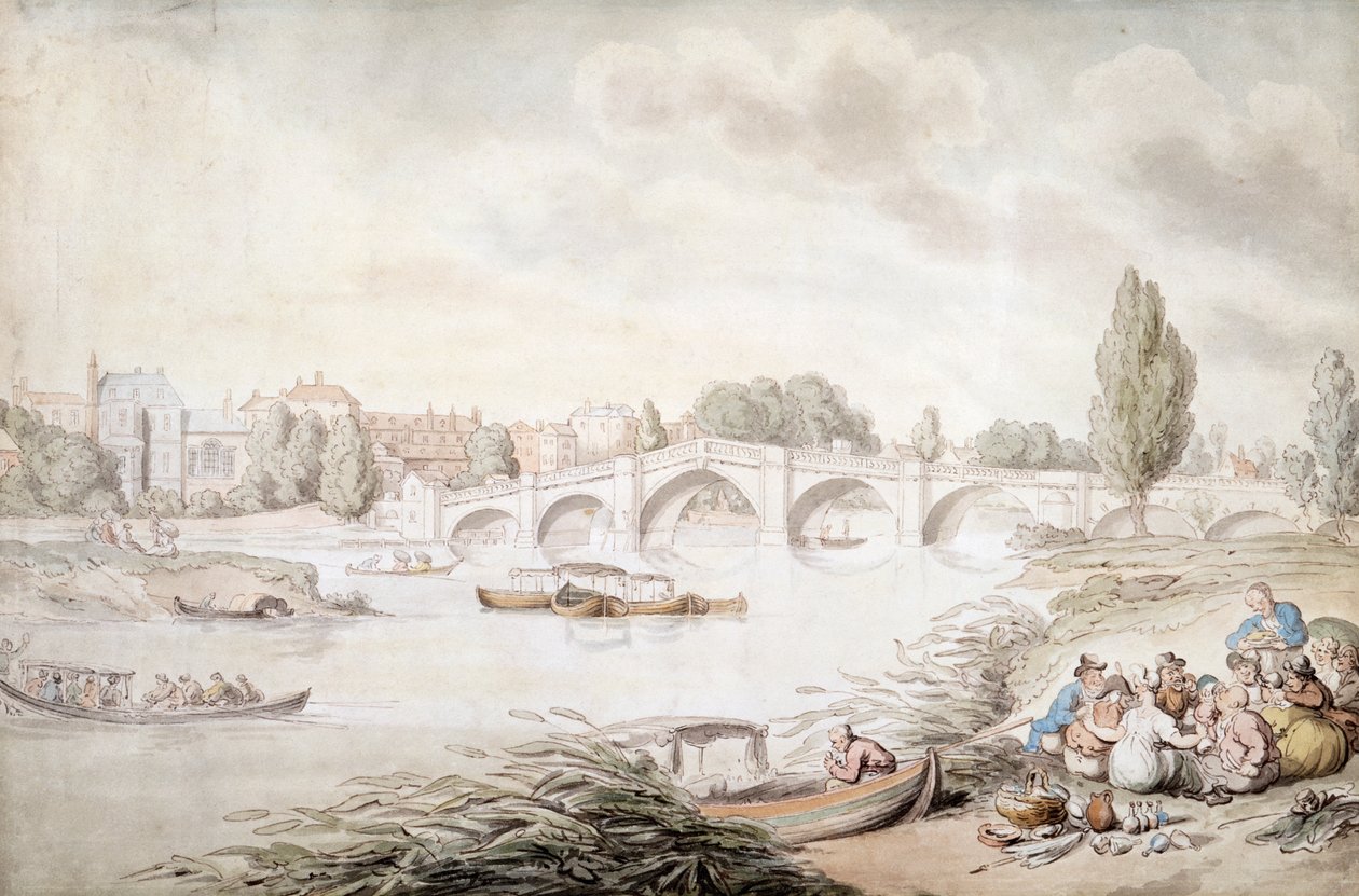 Richmond Köprüsü, Londra, c1780-c1820 by Thomas Rowlandson