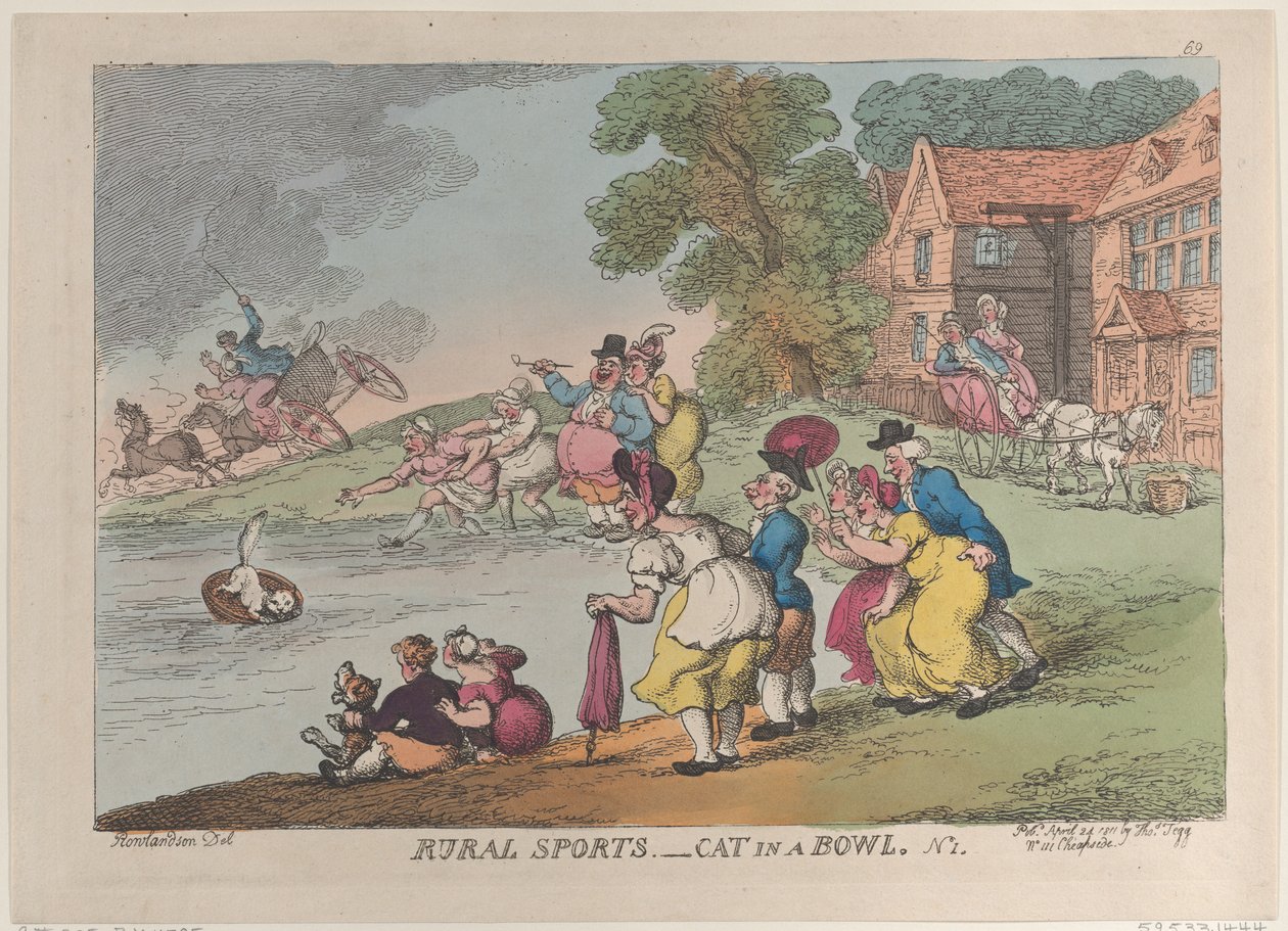 Kırsal Sporlar: Kasedeki Kedi, 24 Nisan 1811., 24 Nisan 1811. by Thomas Rowlandson