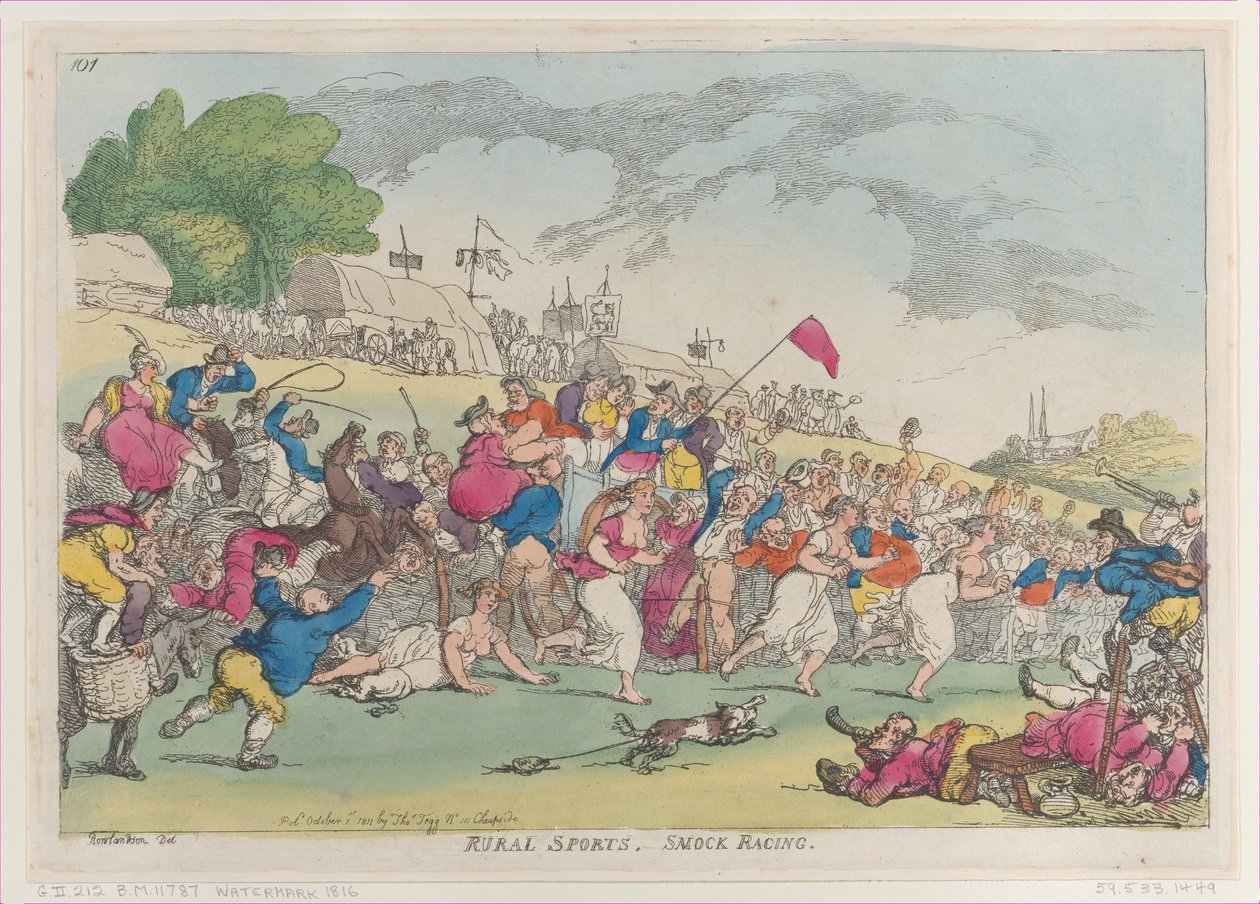 Kırsal Sporlar, Önlük Yarışı, [1 Ekim 1811], yeniden basım., [1 Ekim 1811], yeniden basım. by Thomas Rowlandson