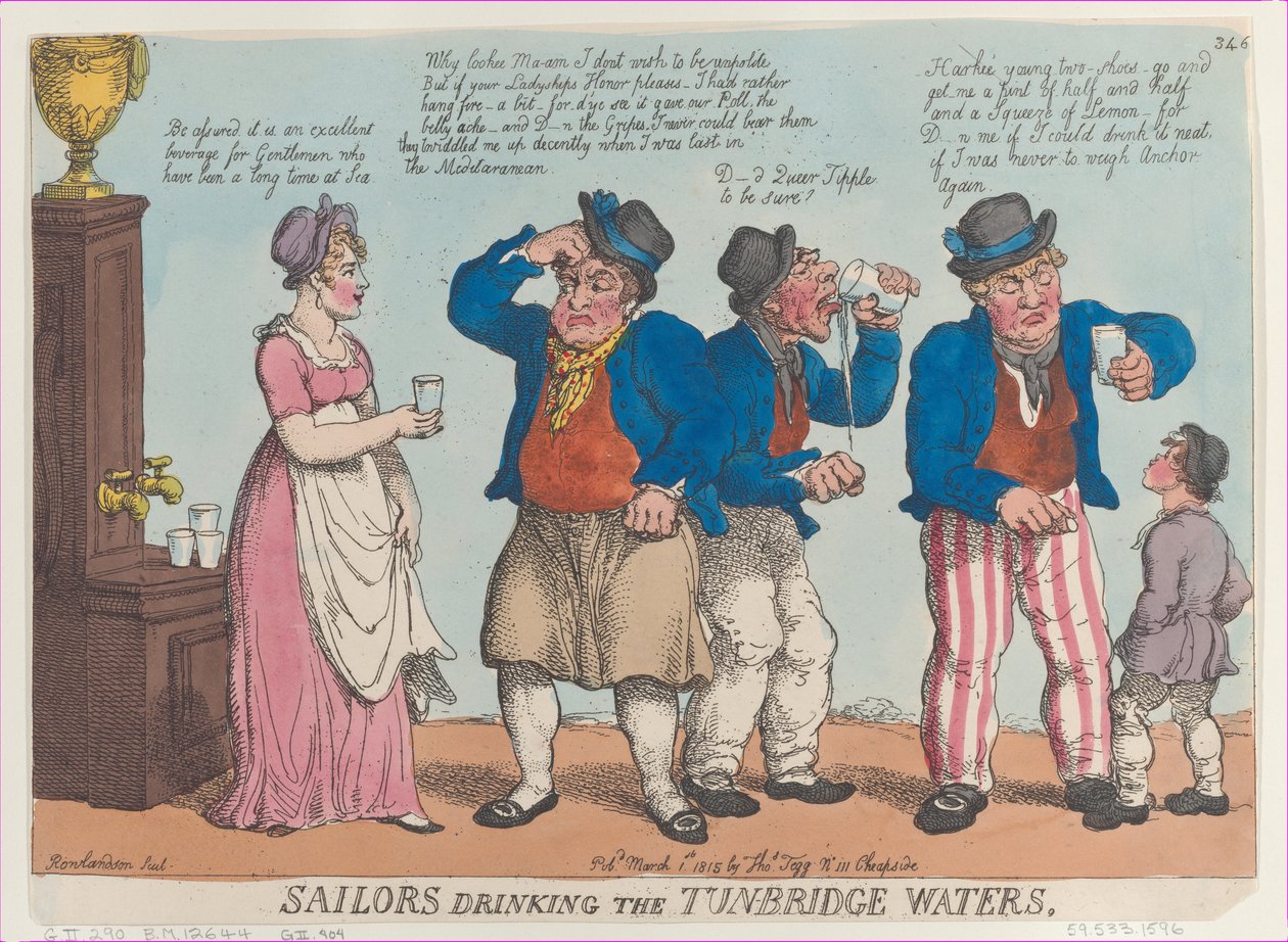 Tunbridge Sularını İçen Denizciler, 1 Mart 1815., 1 Mart 1815. by Thomas Rowlandson