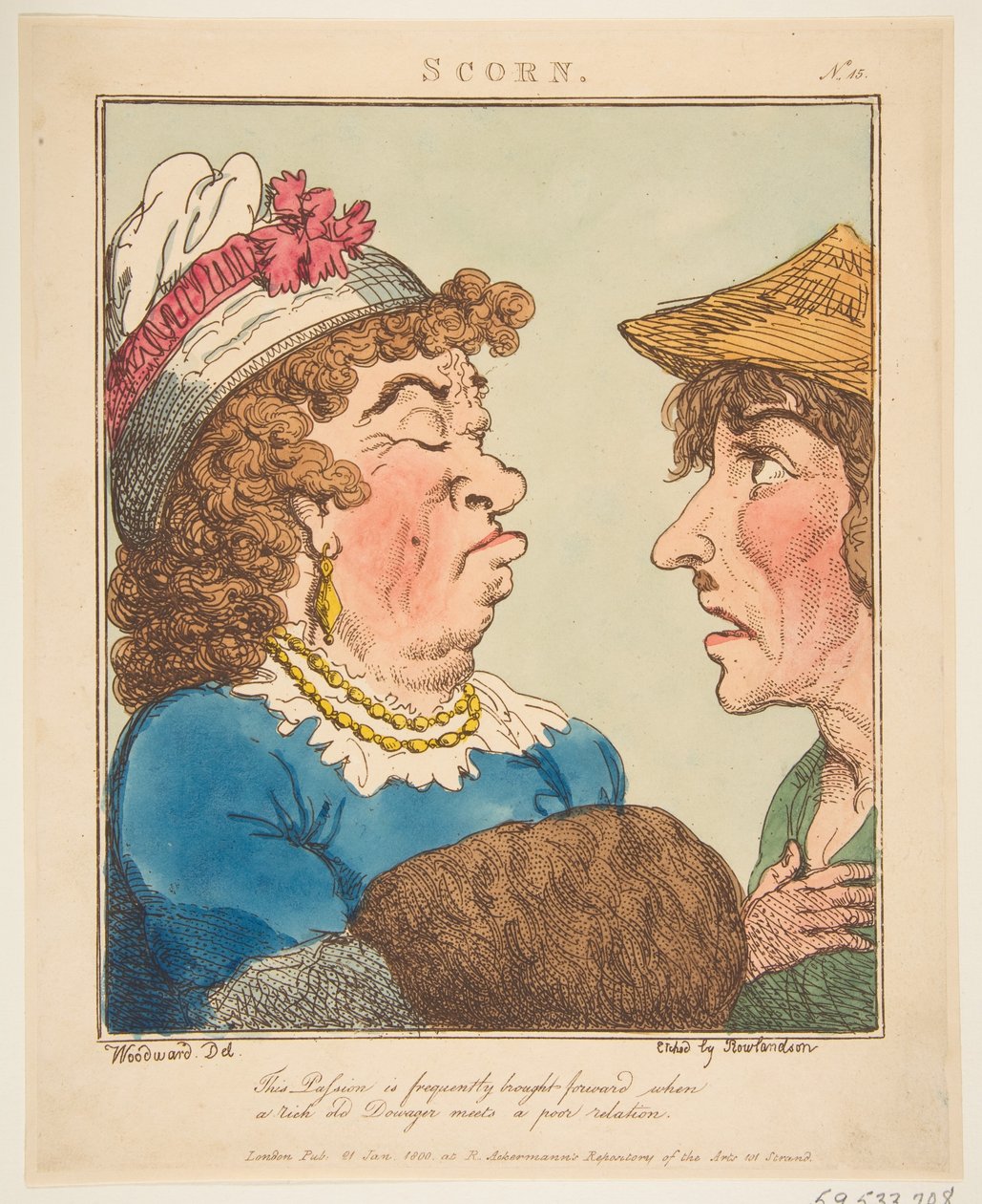 Scorn Le Brun Travested veya Tutkuların Karikatürleri, 21 Ocak 1800. by Thomas Rowlandson