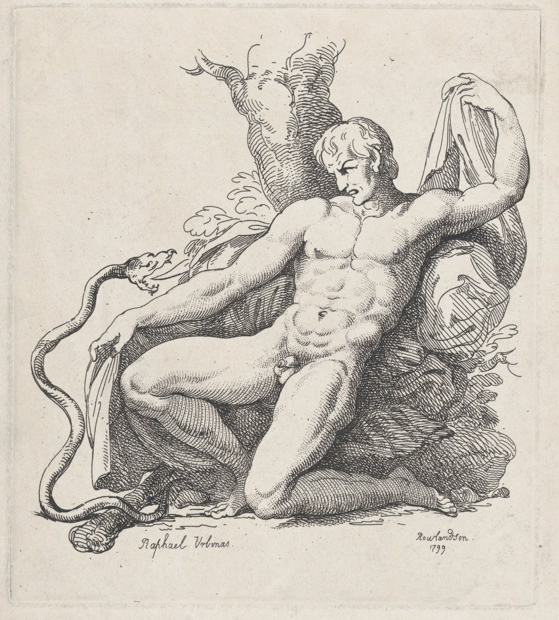 Çıplak Bir Adama Saldıran Yılan, 1799., 1799. by Thomas Rowlandson