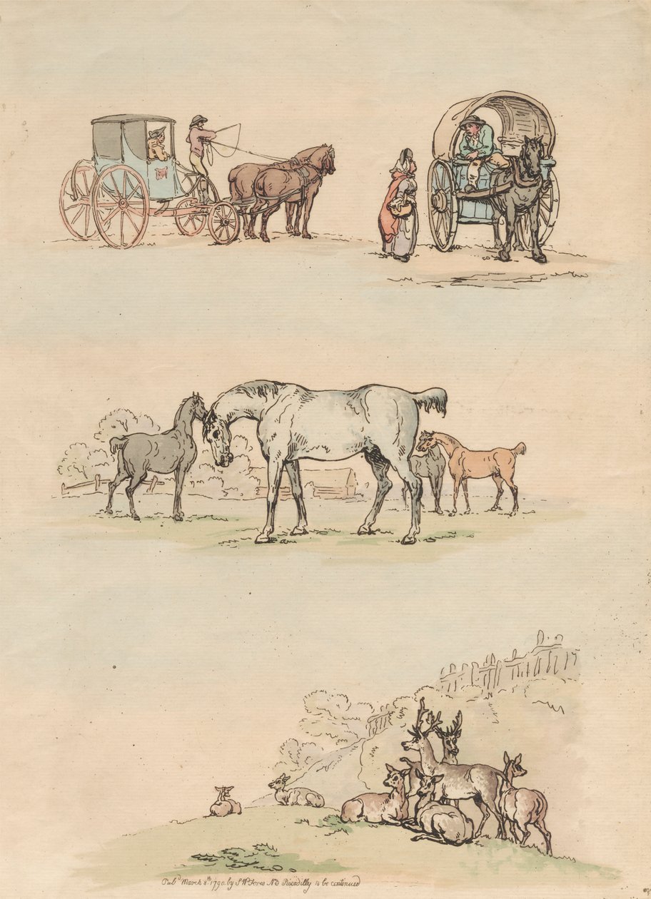 On Altılı Set: Figür ve Manzaraların Ana Hatları by Thomas Rowlandson