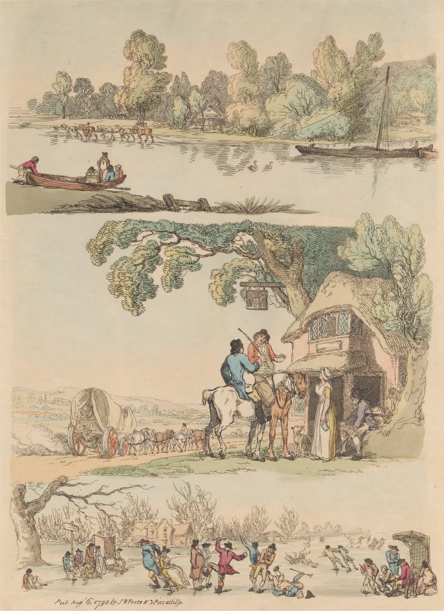 On altılı set: Figürlerin ve Manzaraların Ana Hatları by Thomas Rowlandson
