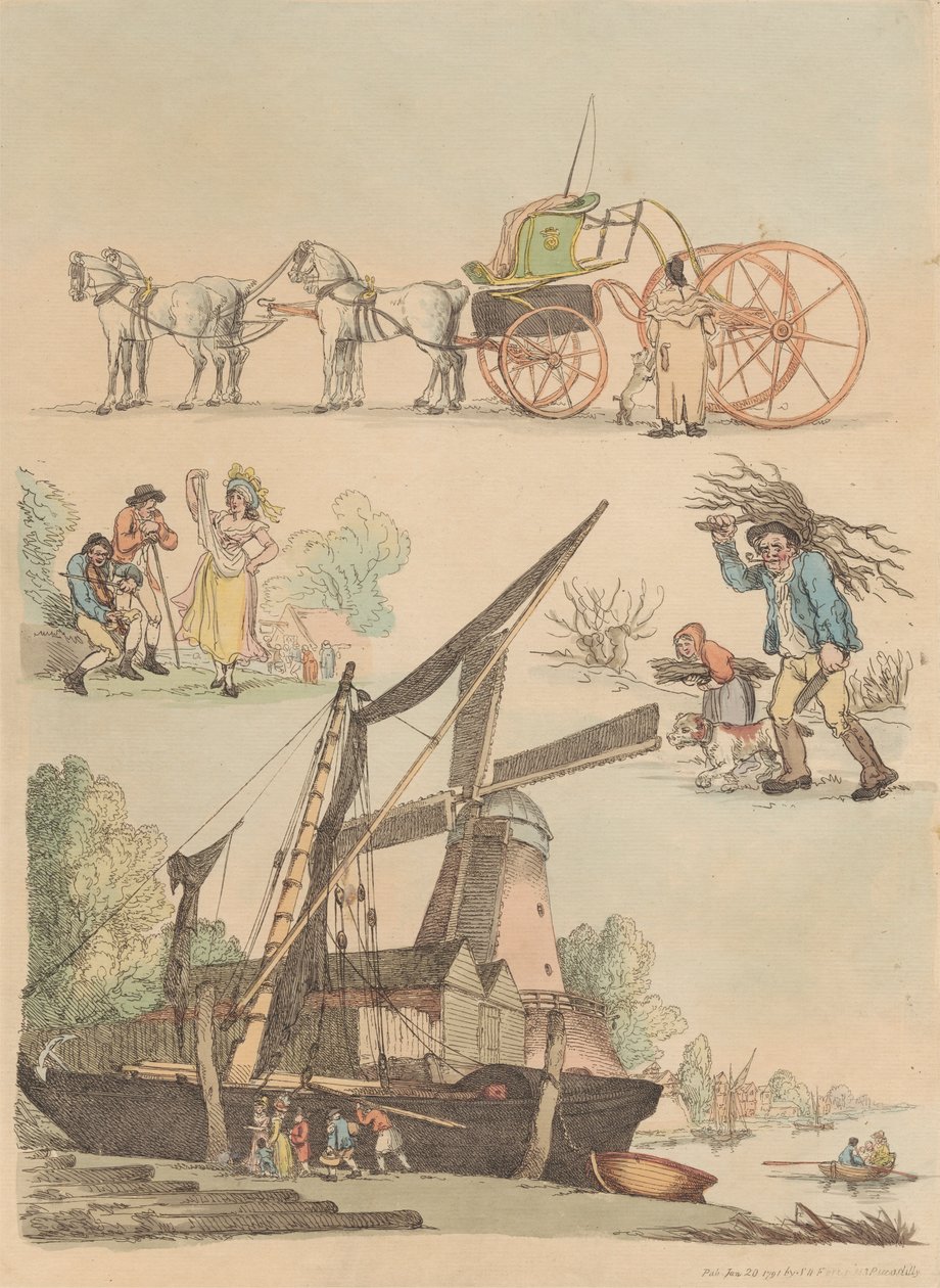 On altılı set: Figürlerin ve Manzaraların Ana Hatları by Thomas Rowlandson