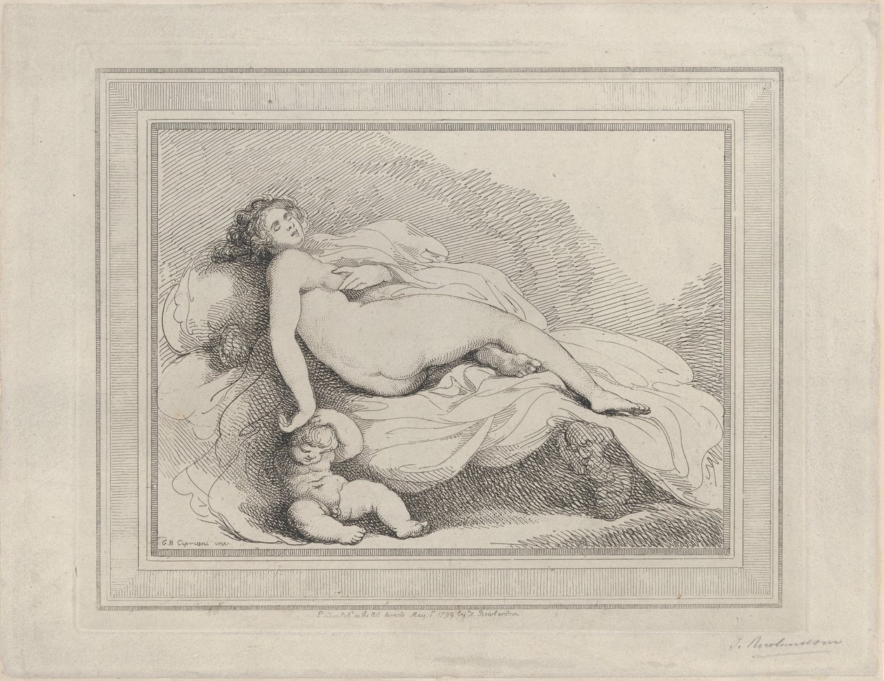 Uyuyan Venüs ve Aşk, 1799., 1799. by Thomas Rowlandson