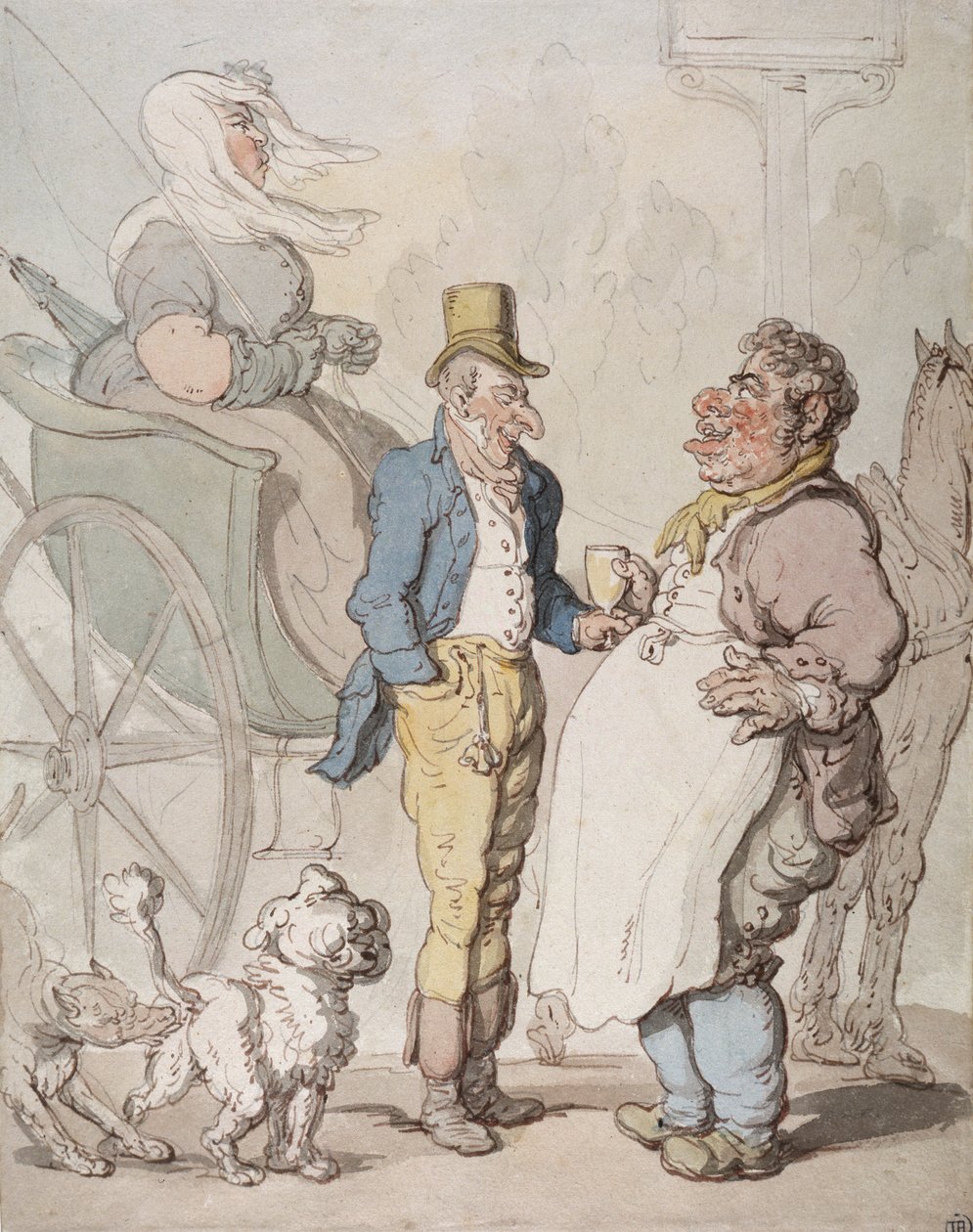 Slender Billy, Gezginler serinliyor (kağıt üzerine suluboya) by Thomas Rowlandson