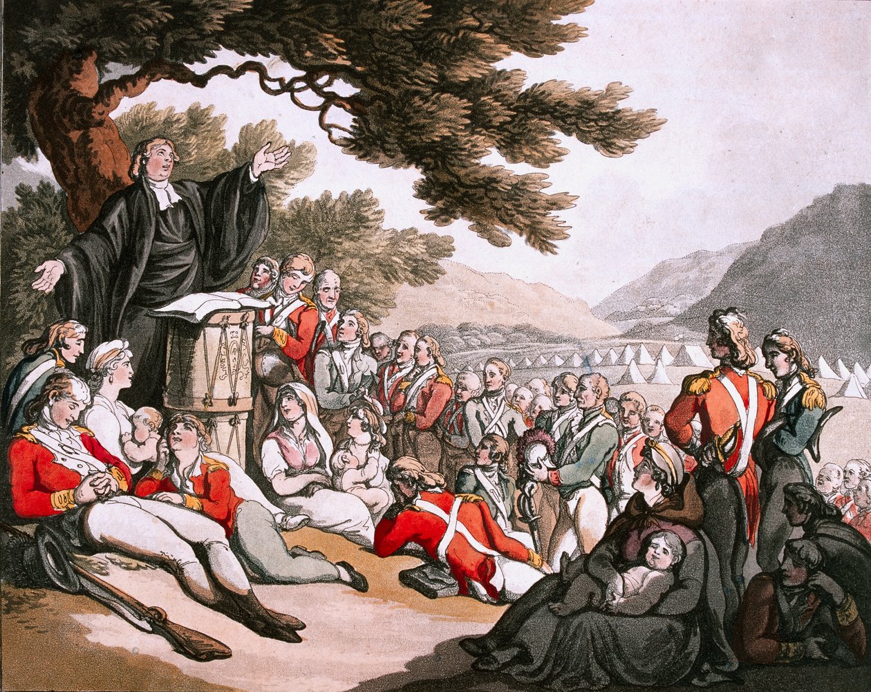 Kutsal Hizmete Katılan Askerler, 1798 dolaylarında by Thomas Rowlandson