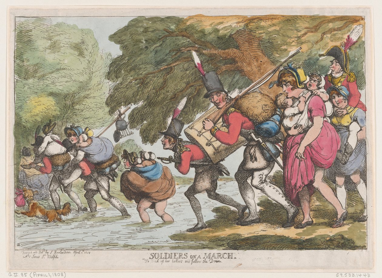 Askerler, 1 Mart 1808., 1 Nisan 1808. by Thomas Rowlandson