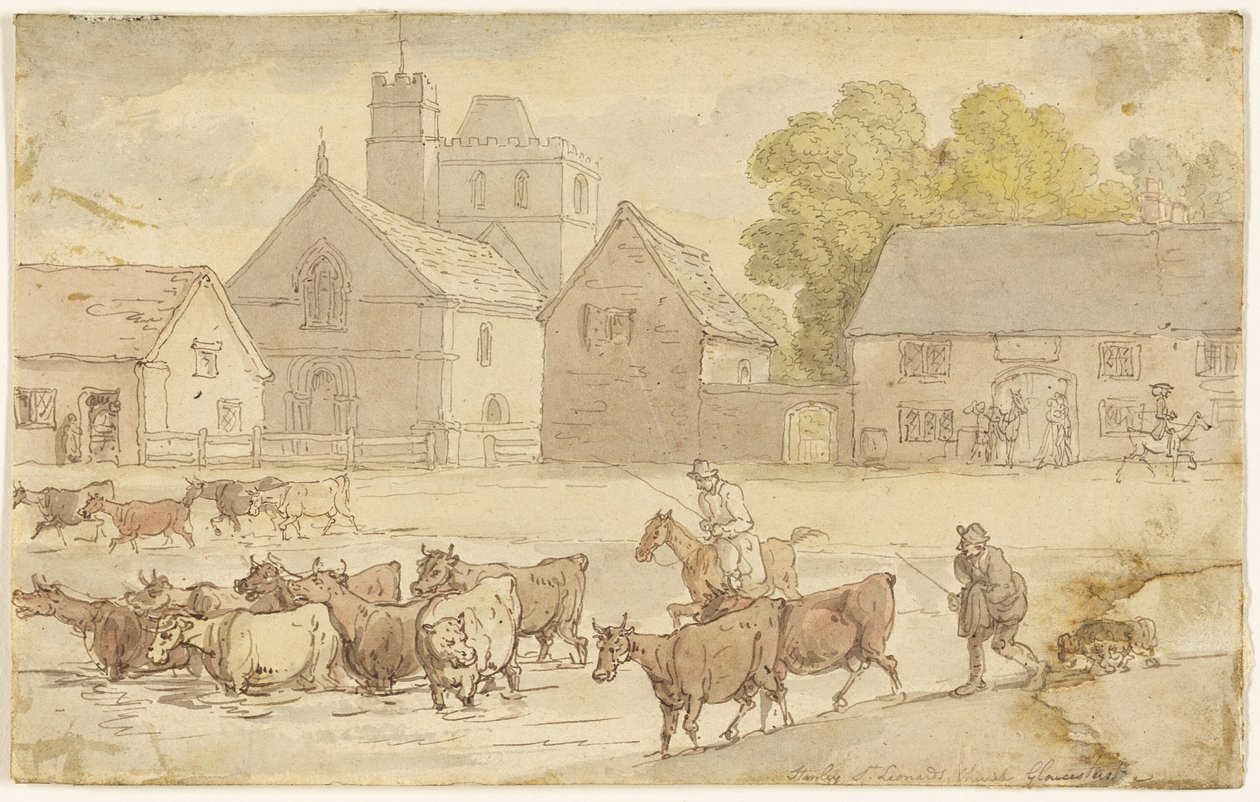 Stanley St. Leonard Kilisesi, Gloucestershire by Thomas Rowlandson
