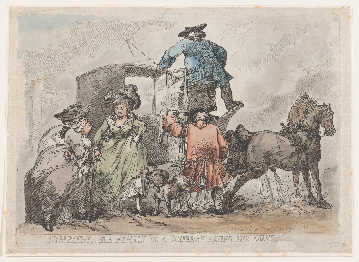Sempati ya da Toz Döşenen Bir Yolculukta Bir Aile, 12 Temmuz 1784., 12 Temmuz 1784. by Thomas Rowlandson