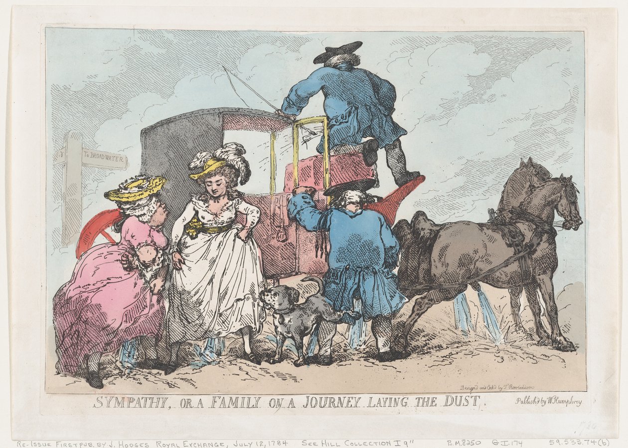 Sempati ya da Toz Döşenen Bir Yolculukta Bir Aile, 12 Temmuz 1784., 12 Temmuz 1784. by Thomas Rowlandson