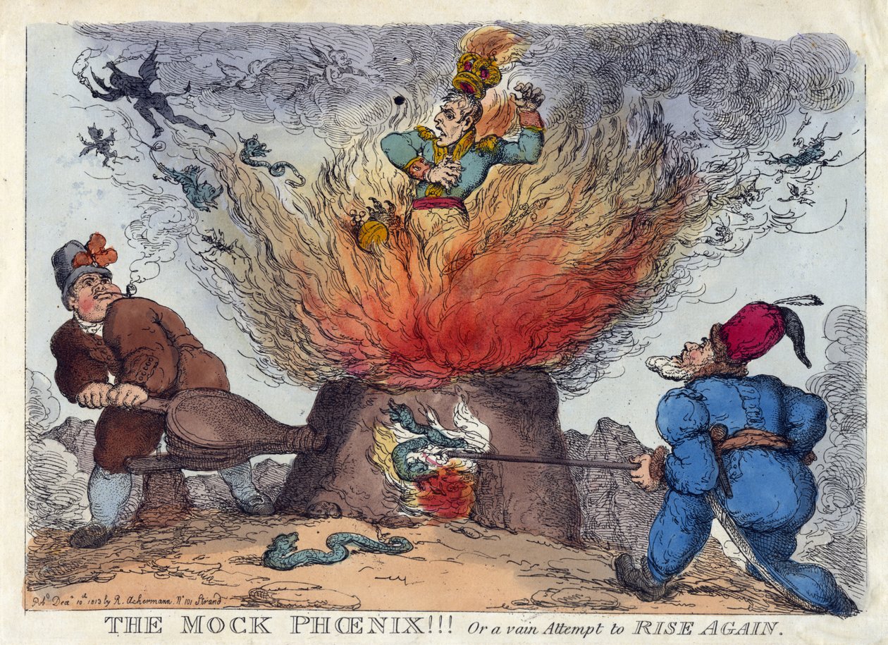 SAHTE PHOENIX! Ya da TEKRAR YÜKSELMEK için boş bir girişim by Thomas Rowlandson