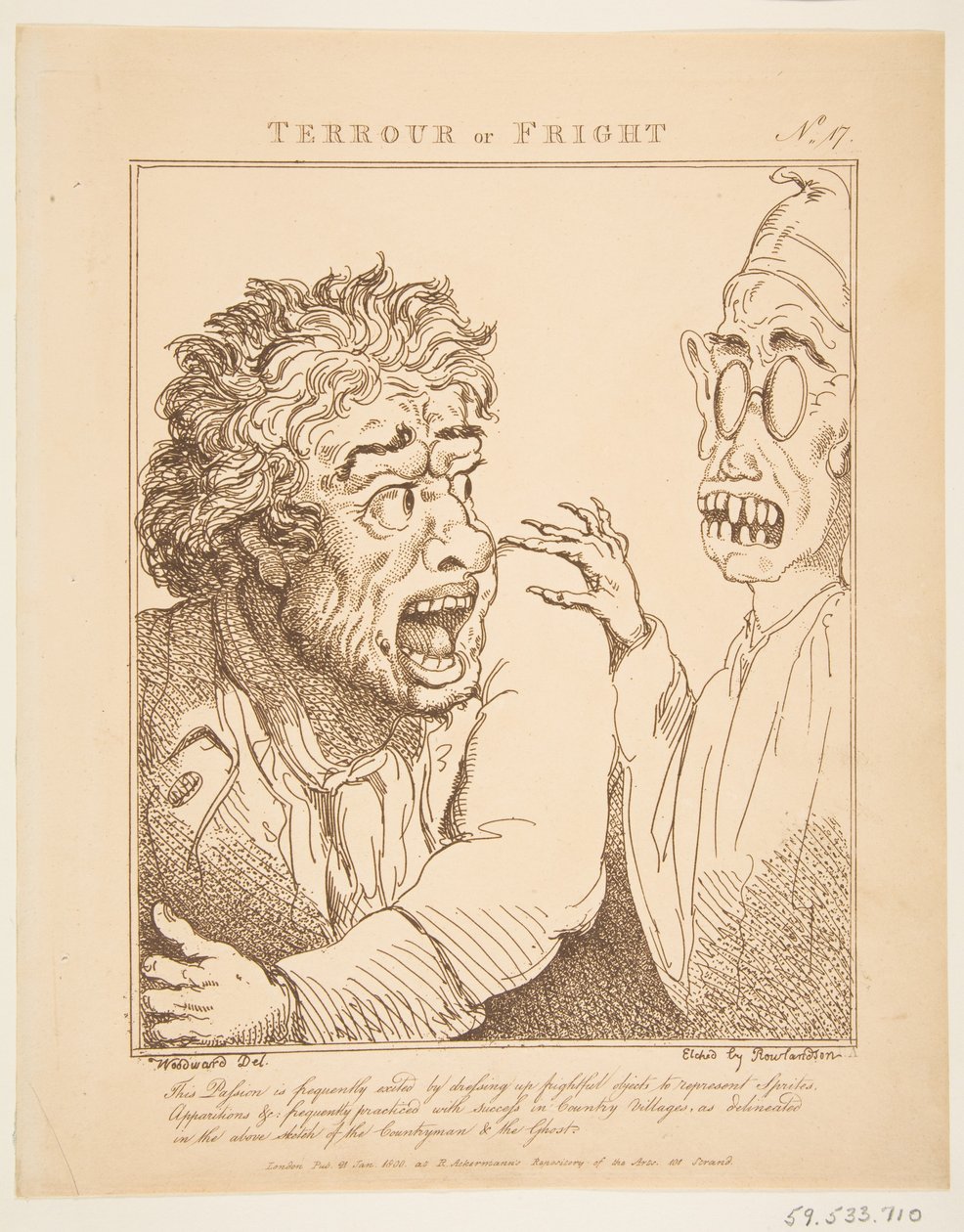 Terör veya Korku Le Brun Travested veya Tutkuların Karikatürleri, 21 Ocak 1800. by Thomas Rowlandson