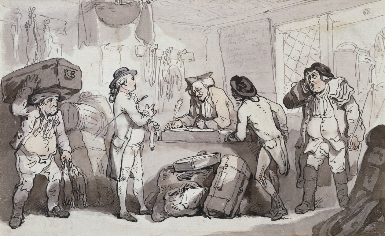 Otobüs Rezervasyon Ofisi: Thomas Rowlandson ve Henry Wigstead Geçitlerini Ayırıyor, by Thomas Rowlandson