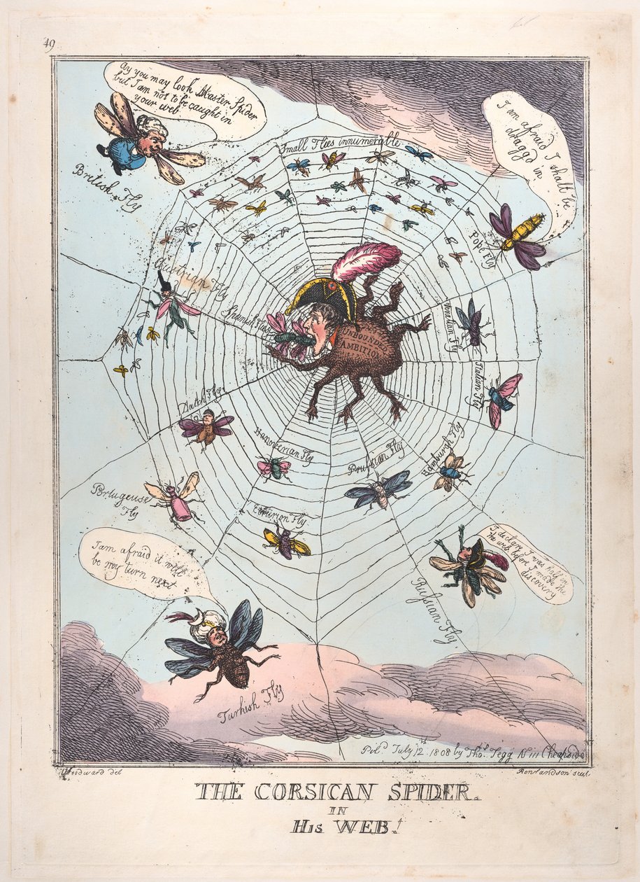 Ağında Korsikalı Örümcek!, 12 Temmuz 1808., 12 Temmuz 1808. by Thomas Rowlandson