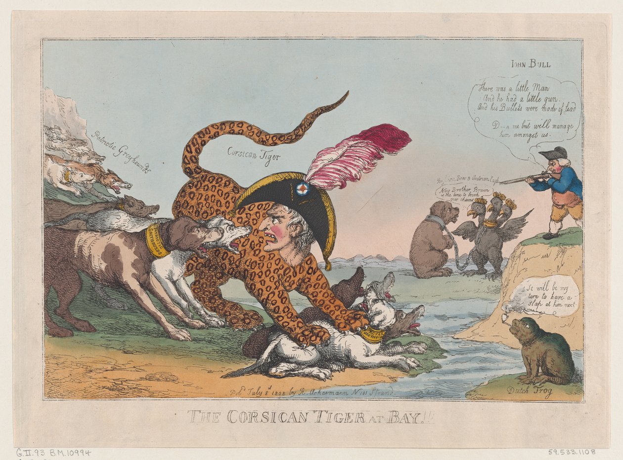 Körfezdeki Korsika Kaplanı!, 8 Temmuz 1808., 8 Temmuz 1808. by Thomas Rowlandson