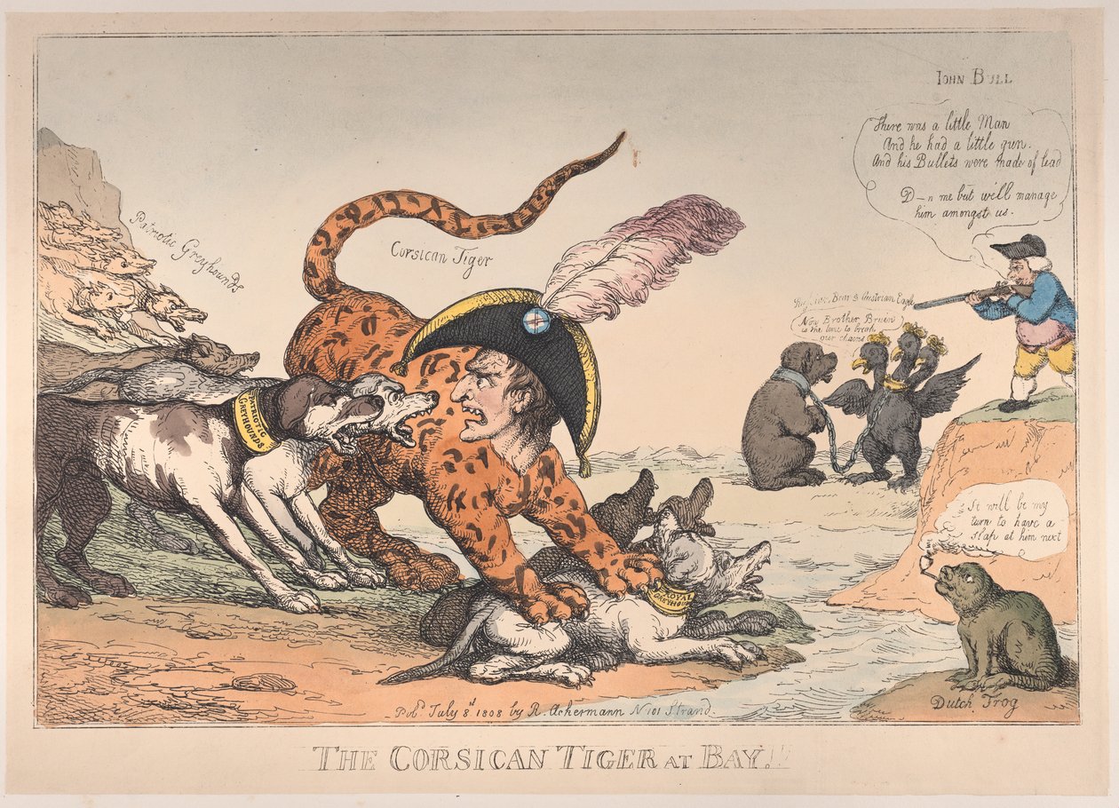 Körfezdeki Korsika Kaplanı!, 8 Temmuz 1808., 8 Temmuz 1808. by Thomas Rowlandson